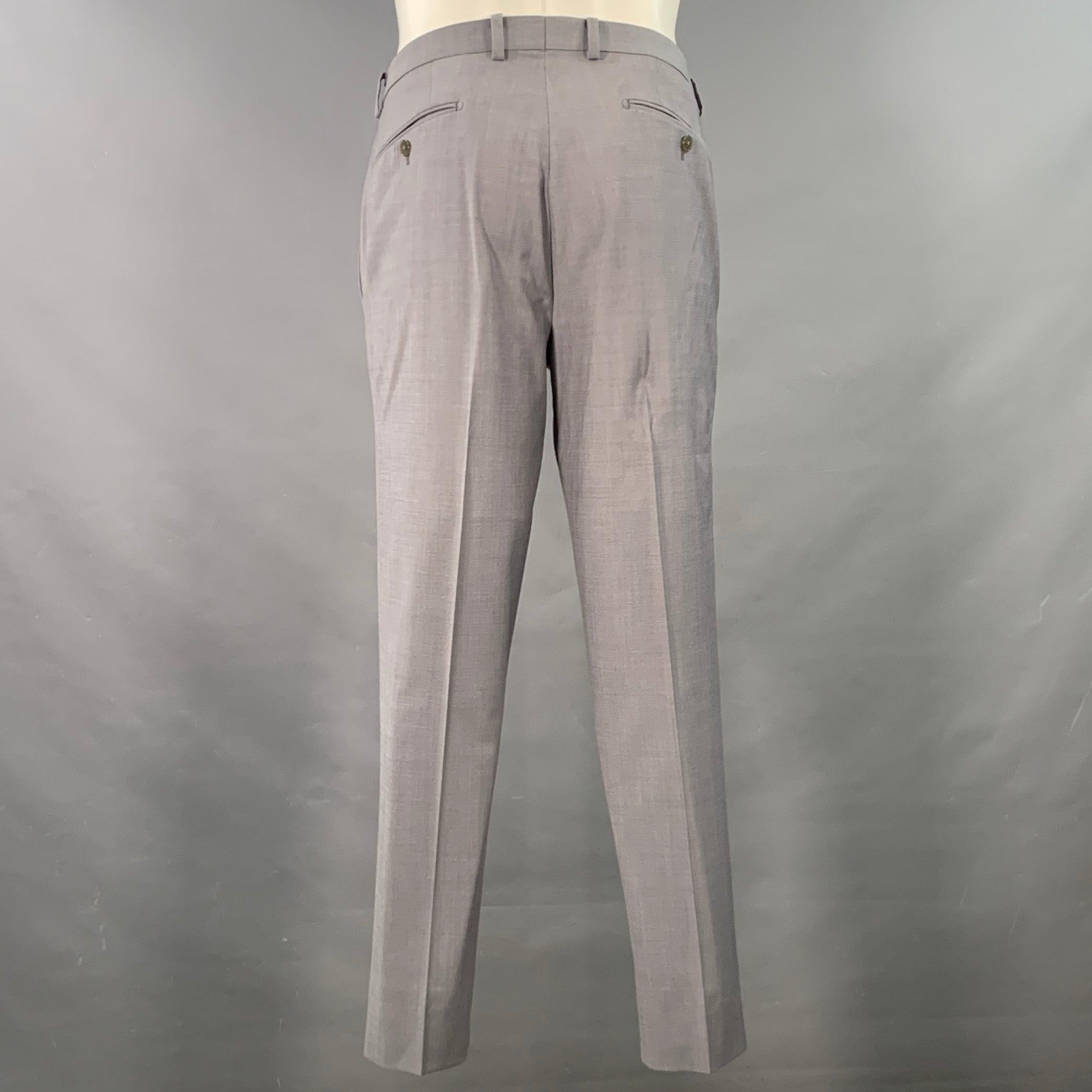 CALVIN KLEIN Talla 40 Gris Mezcla de Lana Traje de un solo pecho con solapa de muesca en venta 2