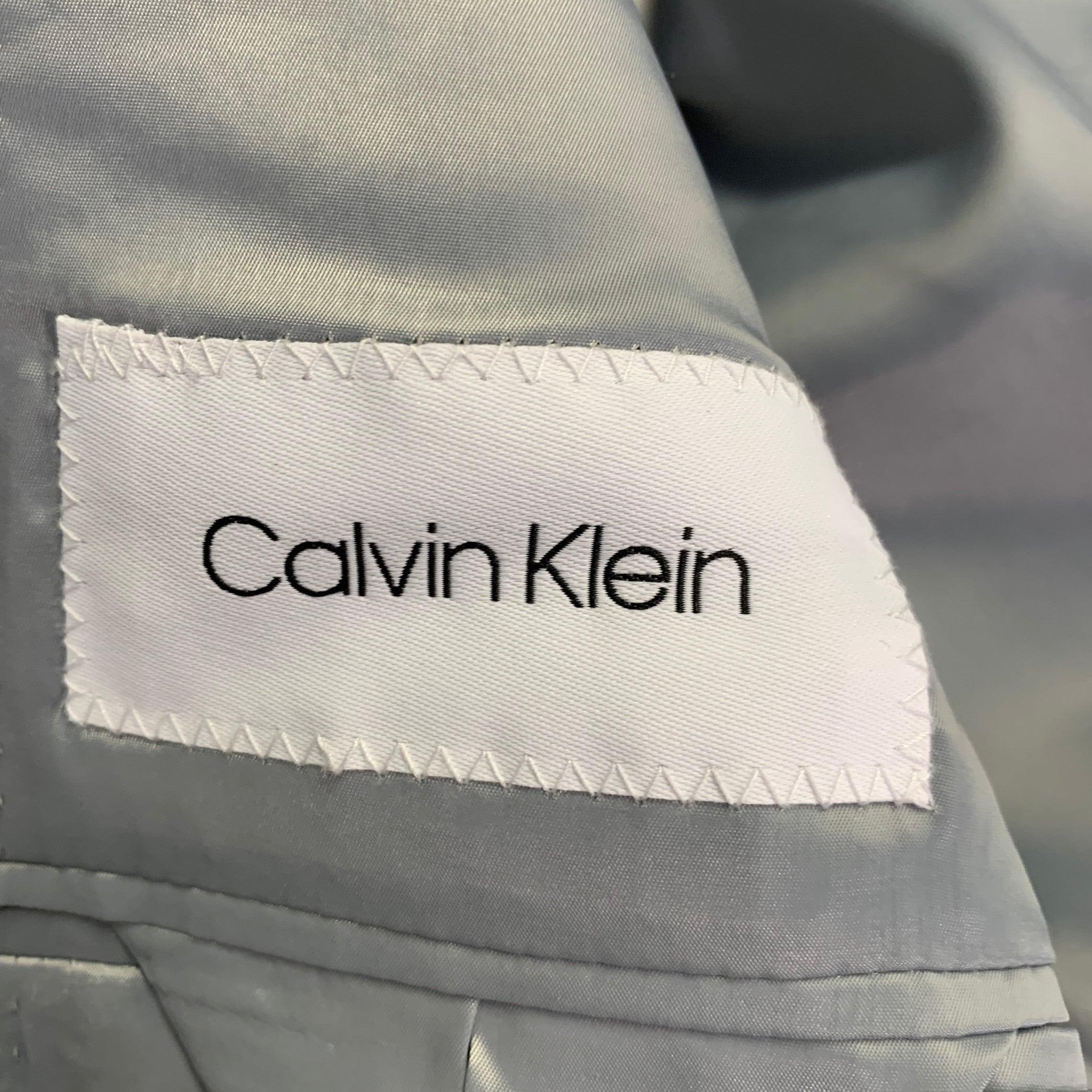CALVIN KLEIN Talla 40 Gris Mezcla de Lana Traje de un solo pecho con solapa de muesca en venta 5