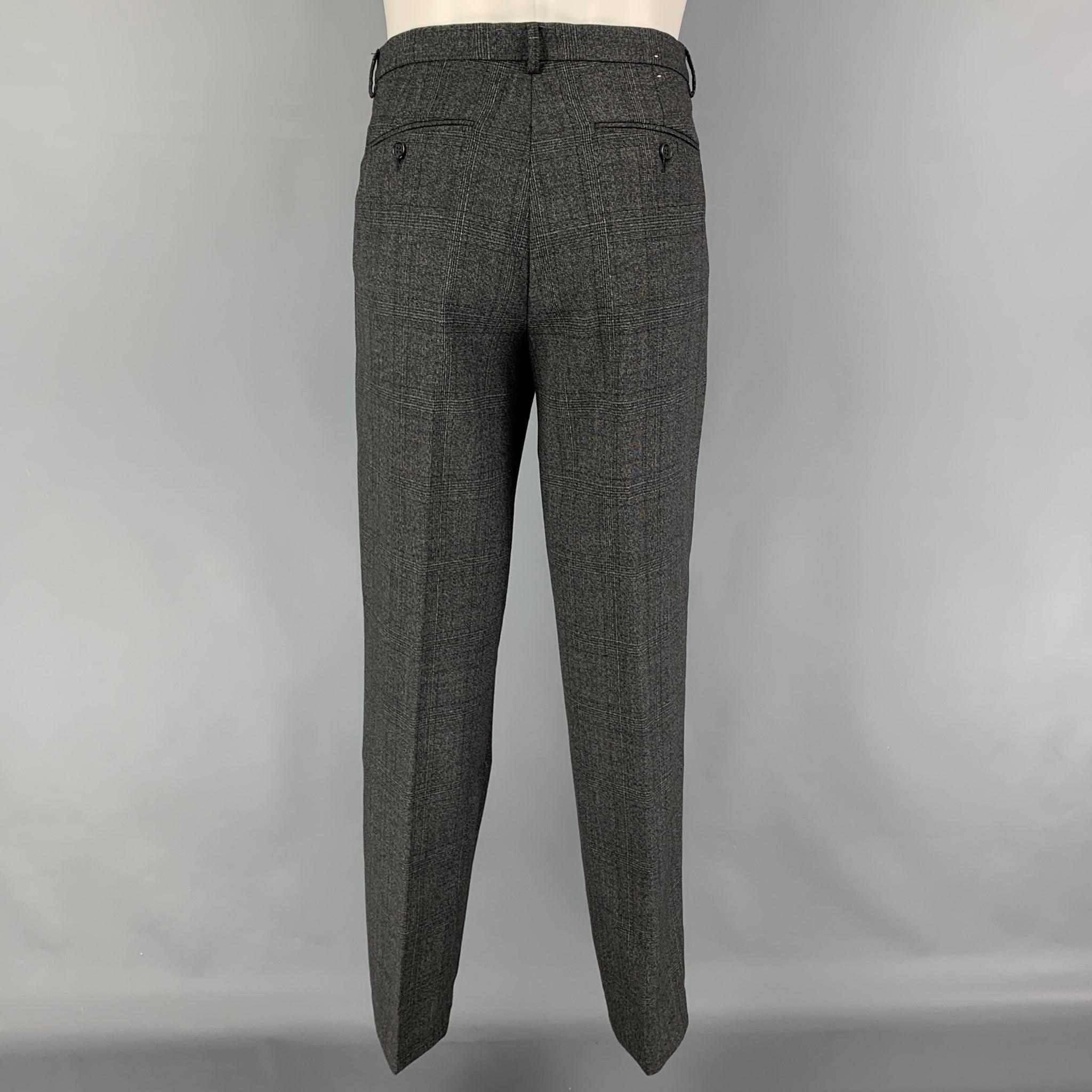 CALVIN KLEIN Size 42 Regular Grey Plaid Wool Blend Notch Lapel Suit 2