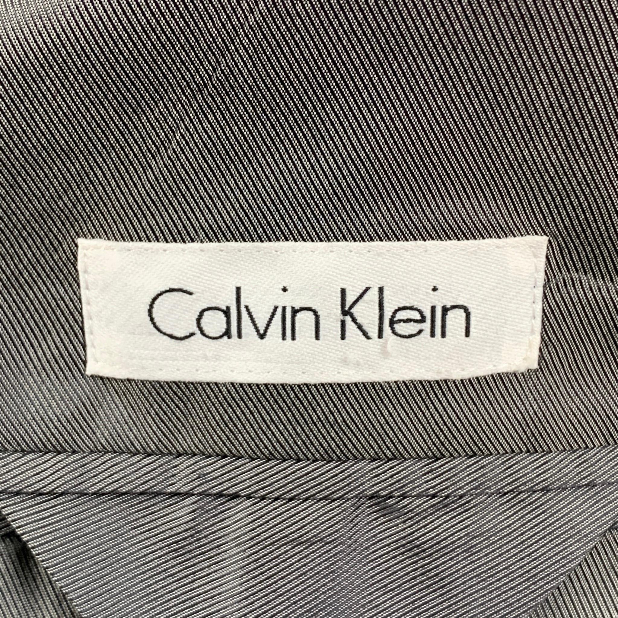 CALVIN KLEIN Size 42 Regular Grey Plaid Wool Blend Notch Lapel Suit 5