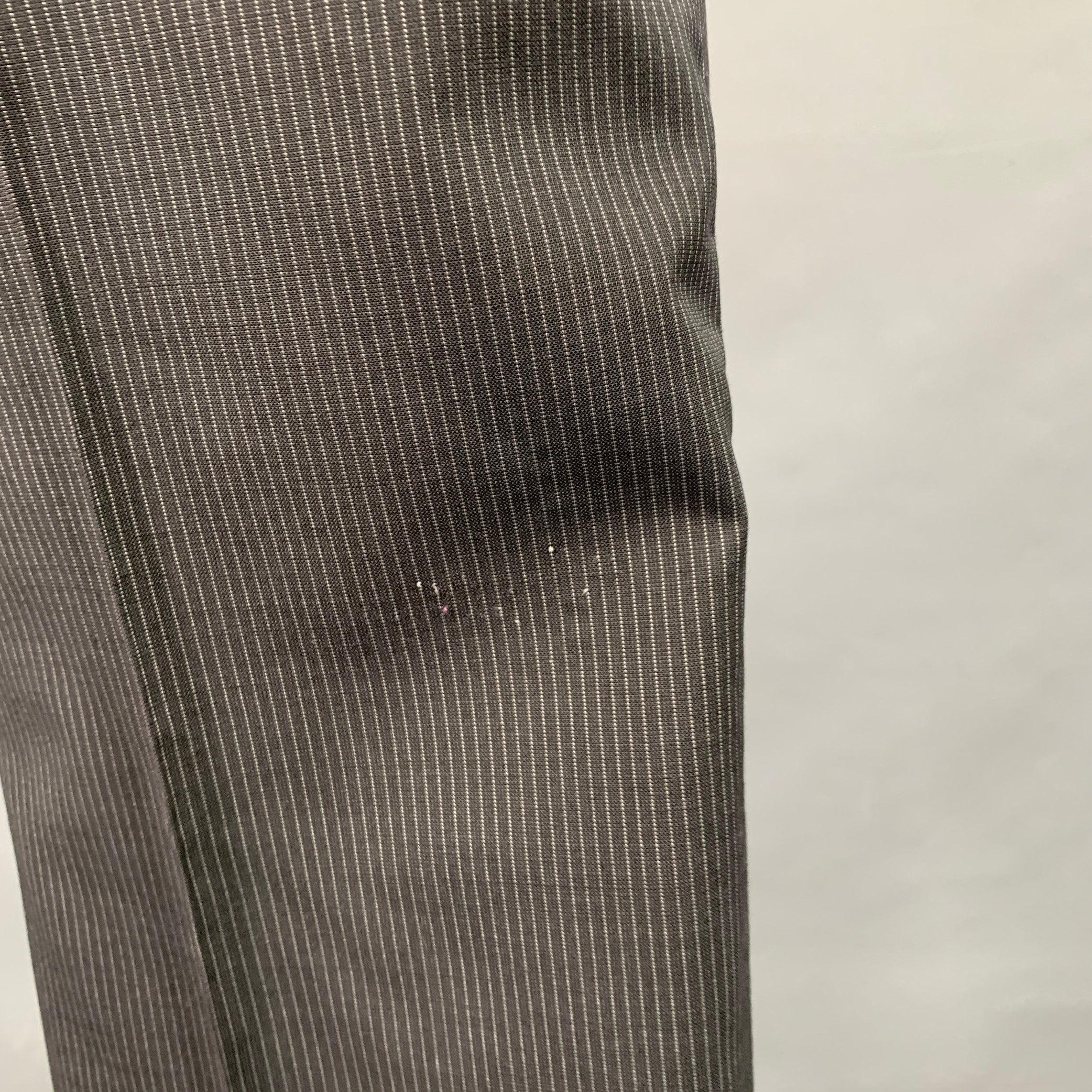 CALVIN KLEIN Size 46 Black White Pinstripe Wool Single Breasted Suit For Sale 5