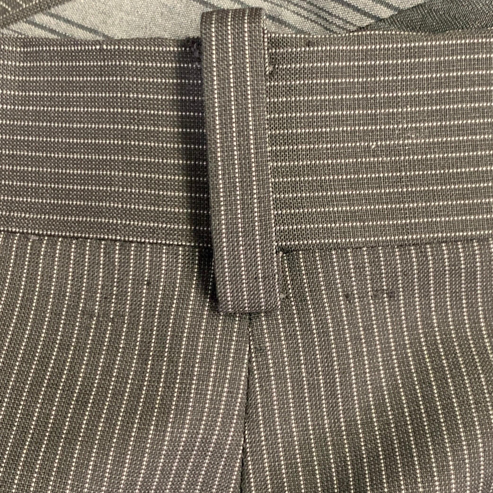 CALVIN KLEIN Size 46 Black White Pinstripe Wool Single Breasted Suit For Sale 6