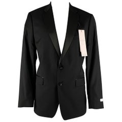 Calvin Klein taglia 46 Cappotto sportivo lungo in lana tinta unita nero