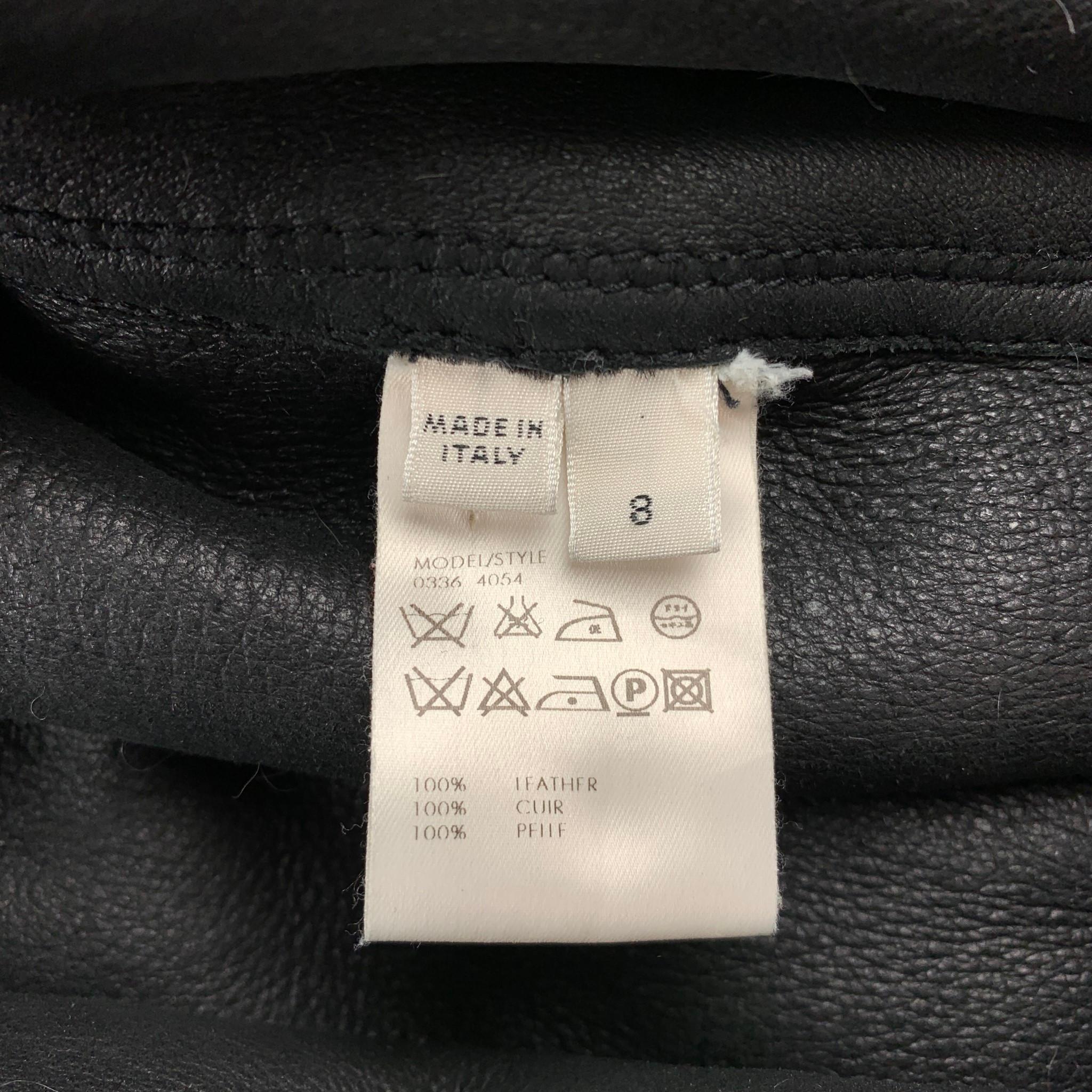 CALVIN KLEIN Size 8 Black Textured Shearling Zip Up Jacket 1