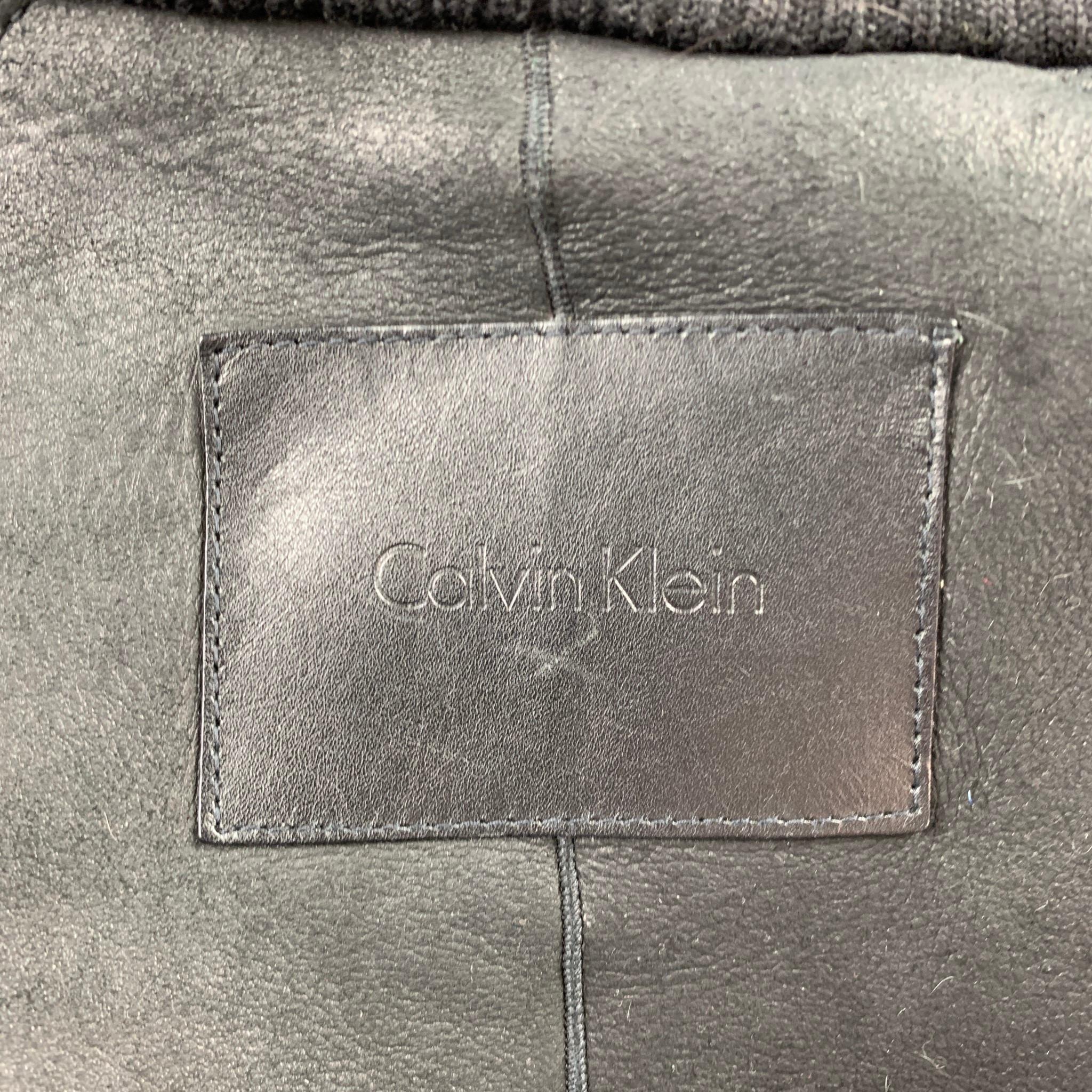 CALVIN KLEIN Size 8 Black Textured Shearling Zip Up Jacket 2