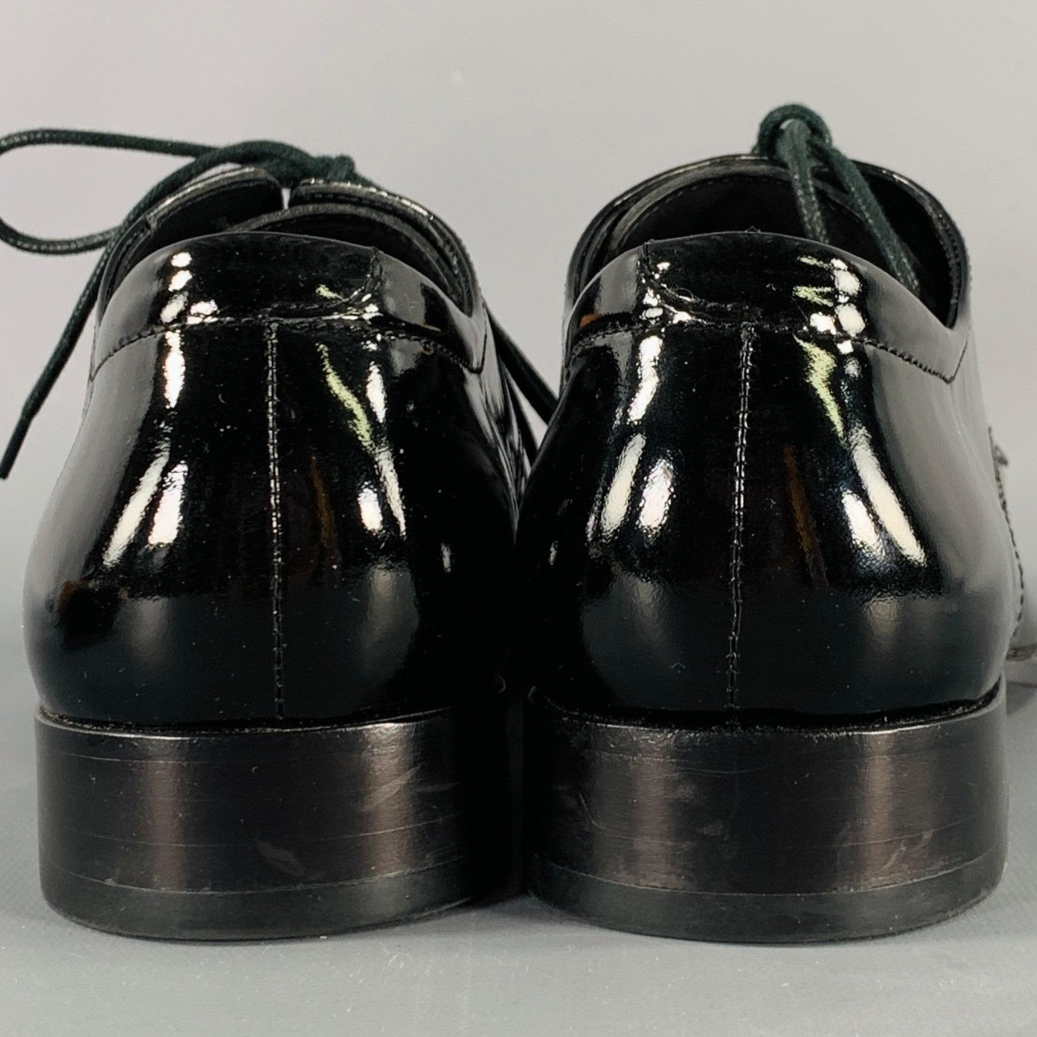 Men's CALVIN KLEIN Size 9.5 Gareth Black Patent Leather Derby Lace-Up Shoes For Sale