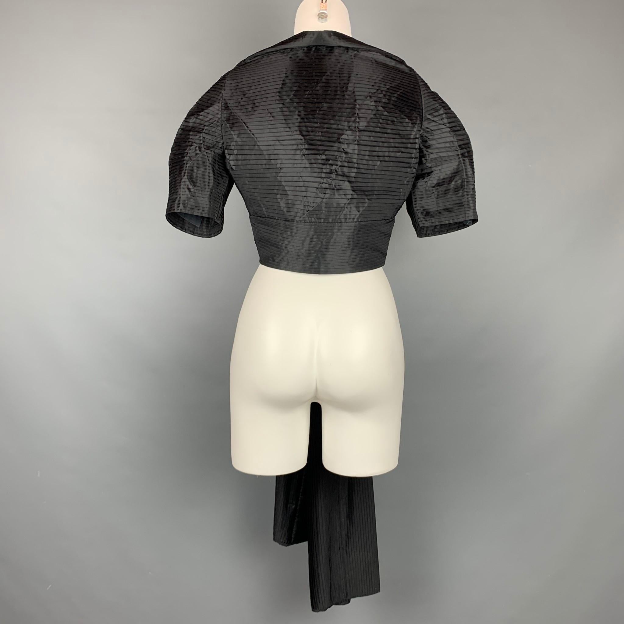 Women's CALVIN KLEIN Size L Black Pleated Long Panel Open Front Capelet