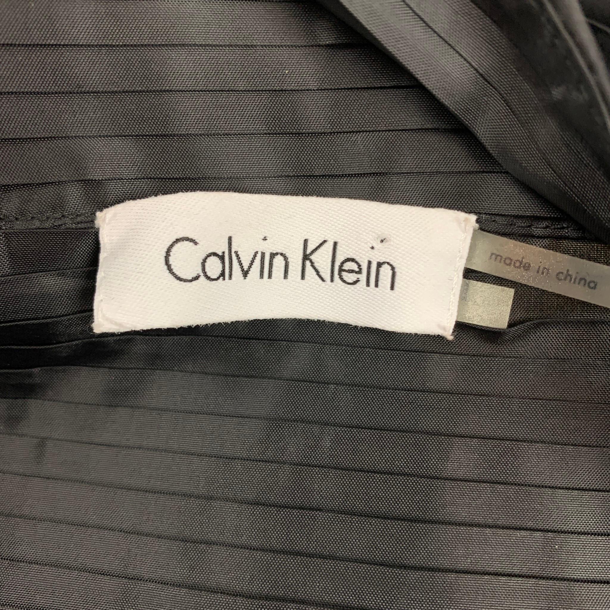 CALVIN KLEIN Size L Black Pleated Long Panel Open Front Capelet 1