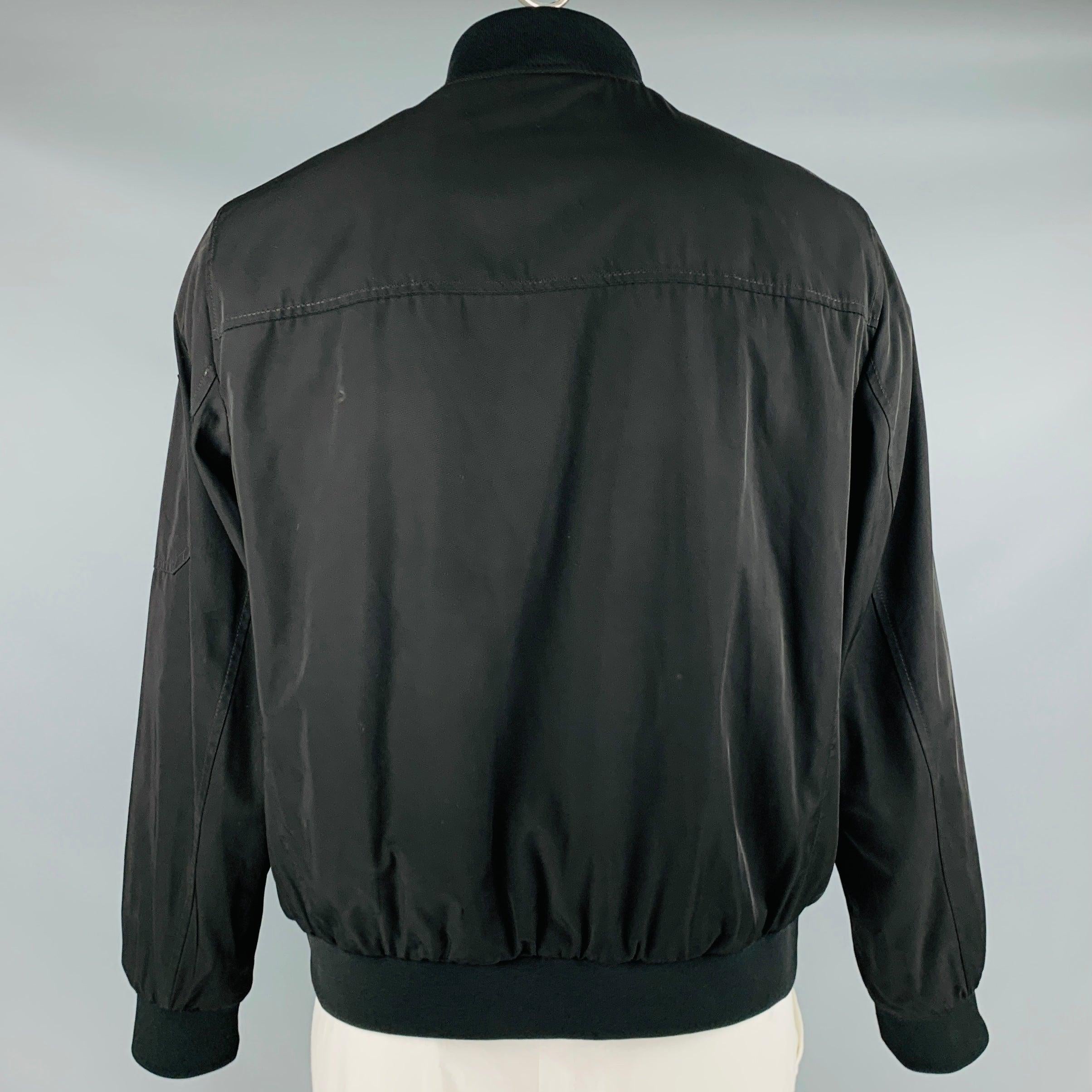 CALVIN KLEIN Size L Black Polyester Zip Up Jacket For Sale 1