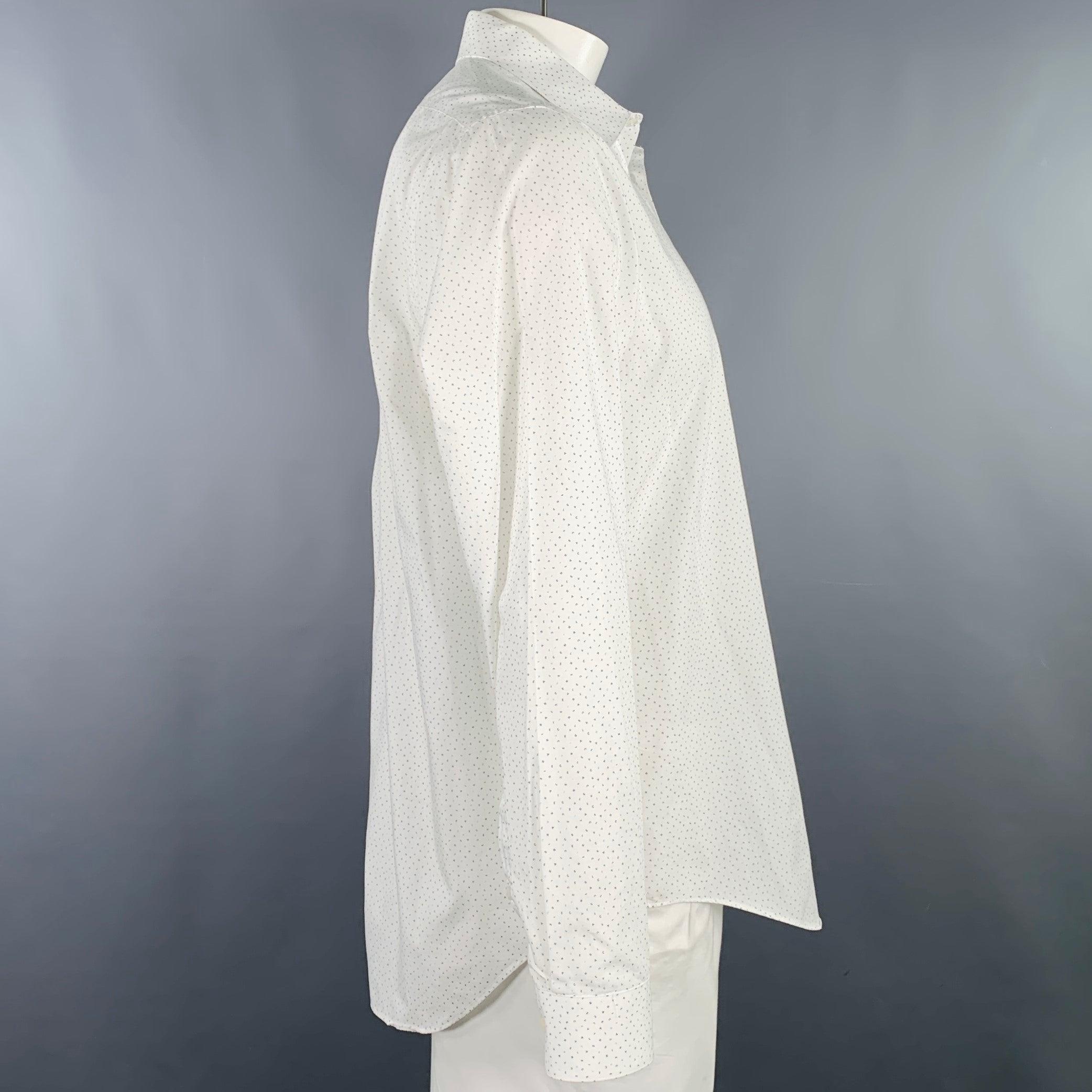 Grigio I.L.A. Klein - Camicia a maniche lunghe in cotone con lettere in bianco e blu - taglia L in vendita
