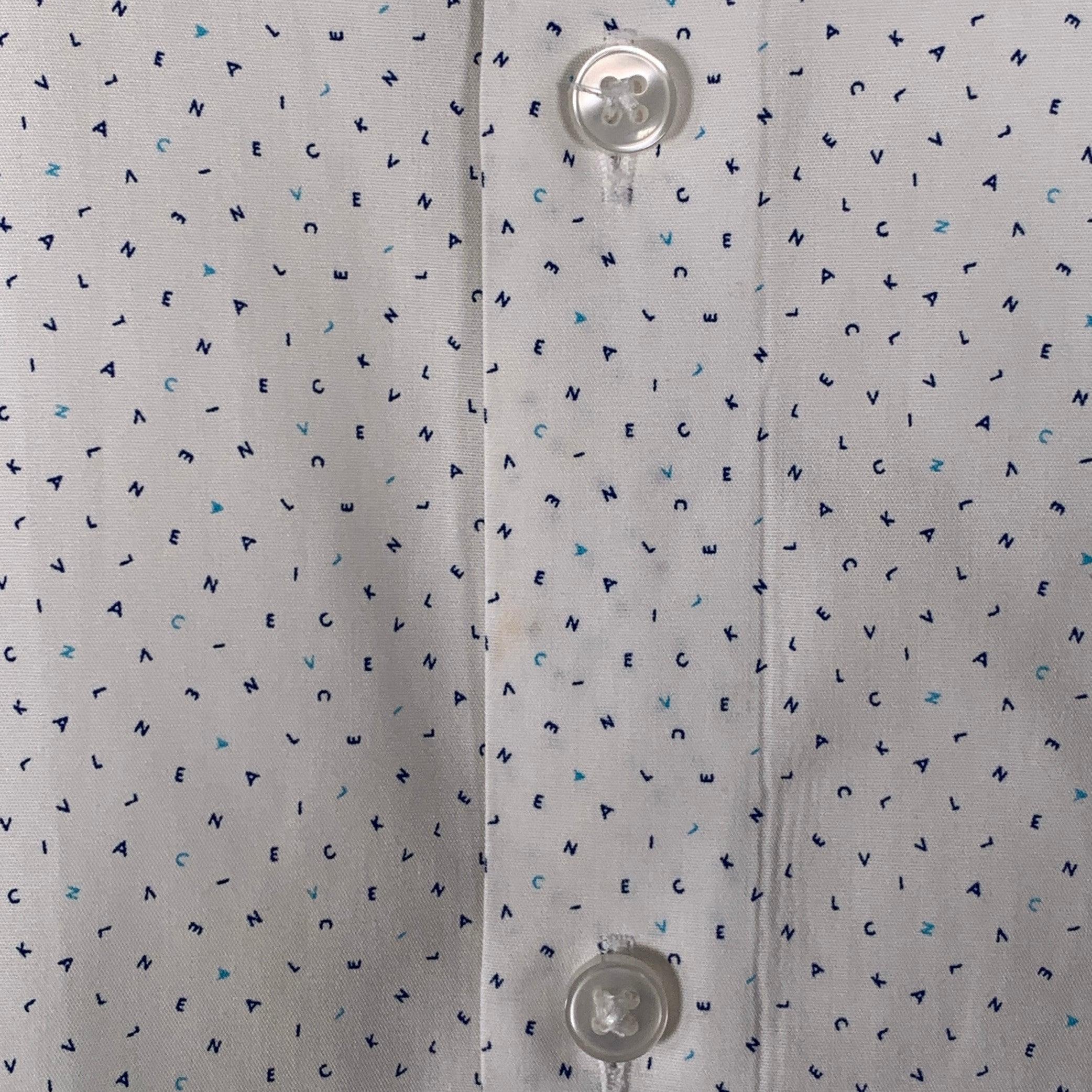Uomo I.L.A. Klein - Camicia a maniche lunghe in cotone con lettere in bianco e blu - taglia L in vendita