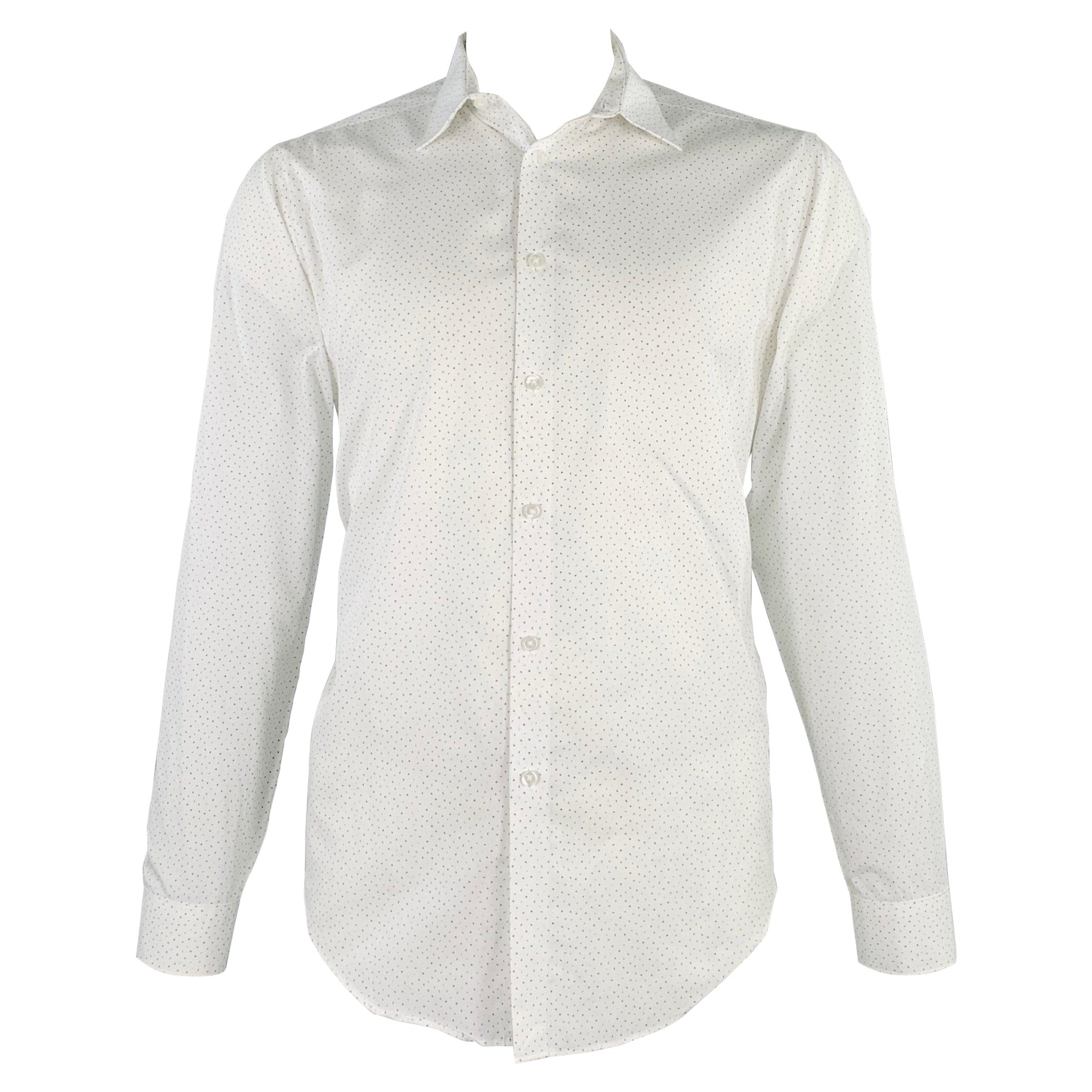 I.L.A. Klein - Camicia a maniche lunghe in cotone con lettere in bianco e blu - taglia L