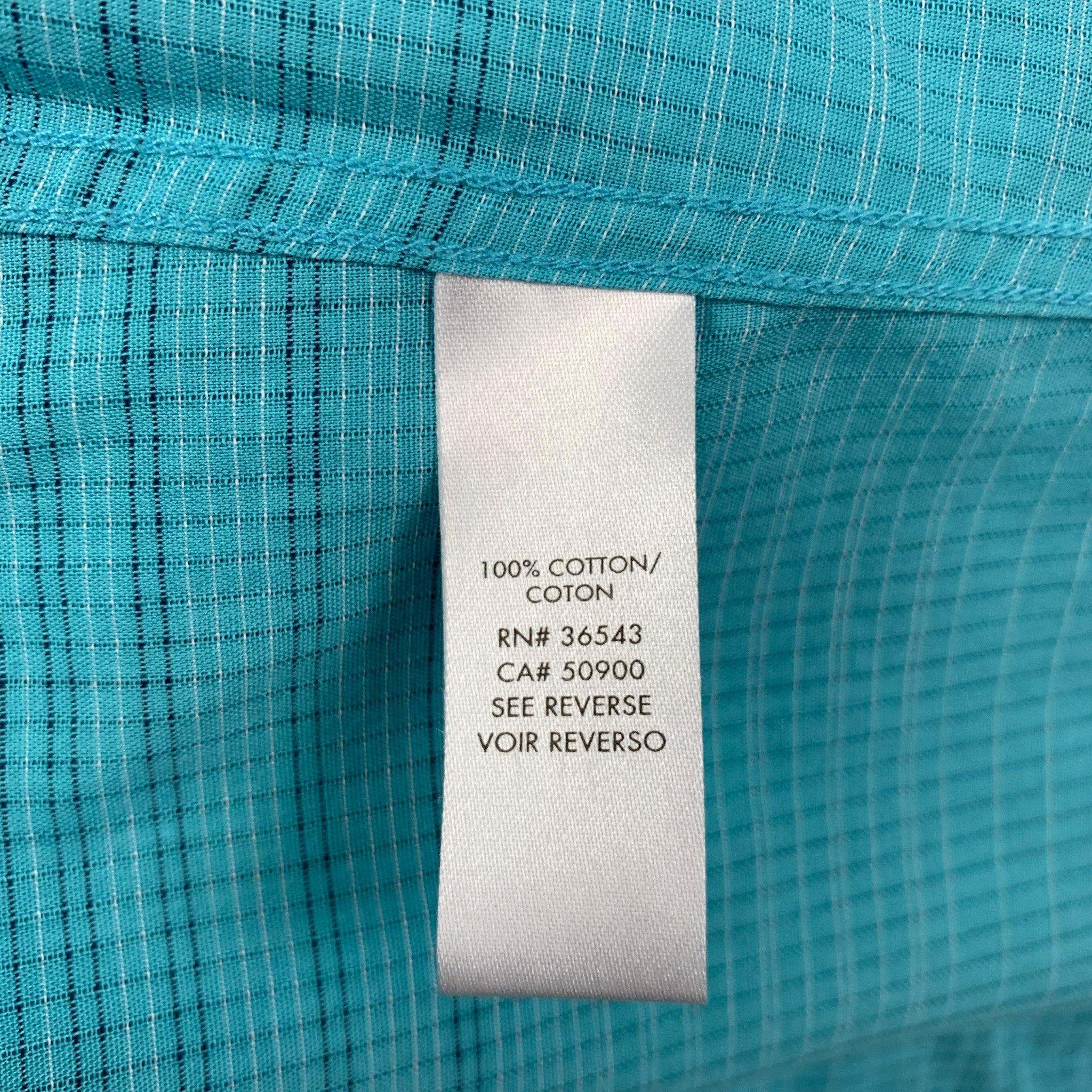 CALVIN KLEIN Size M Aqua Grid Button Up Long Sleeve Shirt For Sale 1