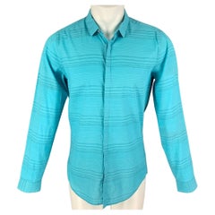 CALVIN KLEIN Size M Aqua Grid Button Up Long Sleeve Shirt