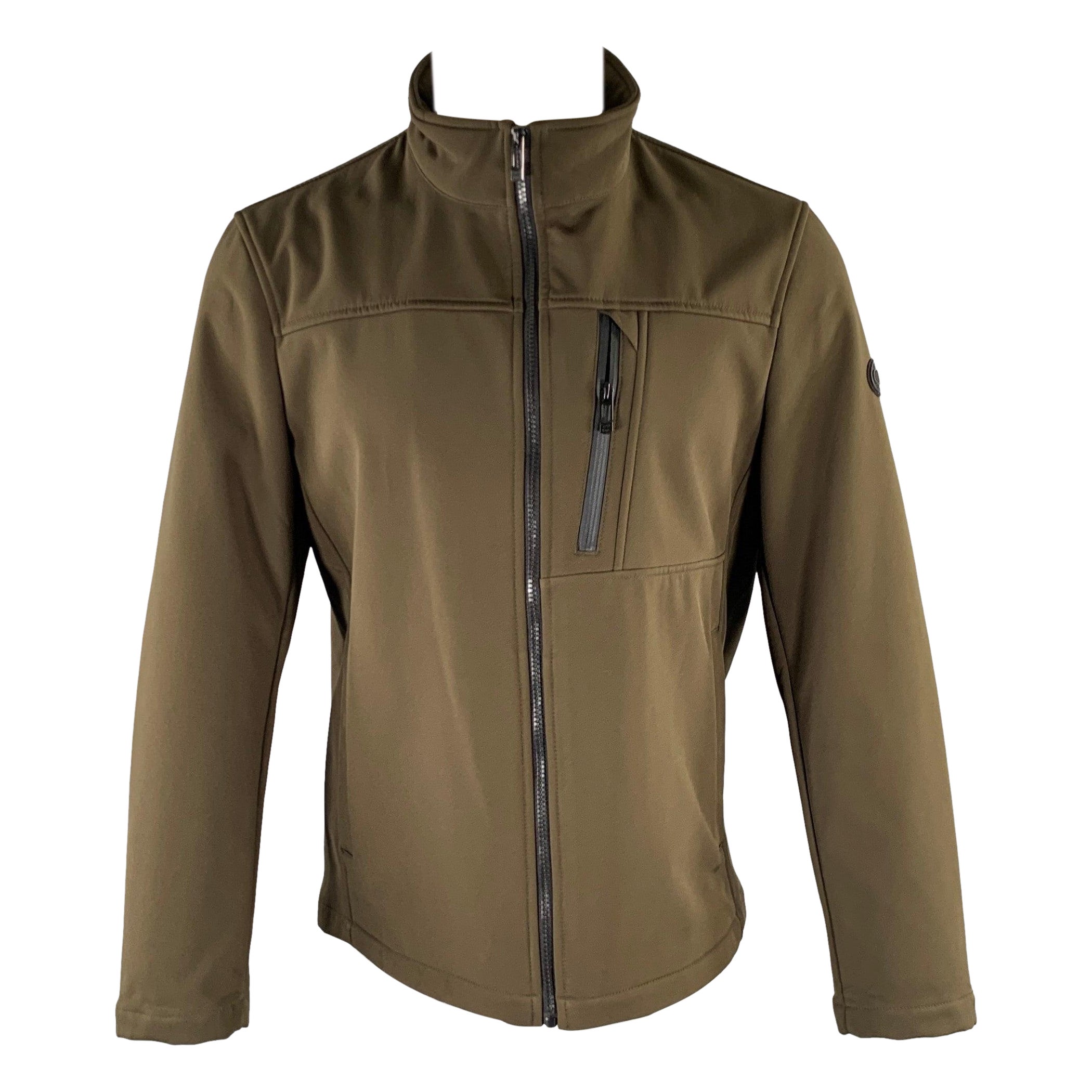 CALVIN KLEIN Größe M Olive Polyester Spandex Zip Up Jacke im Angebot