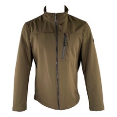 CALVIN KLEIN Size M Olive Polyester Spandex Zip Up Jacket
