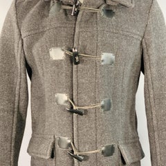 CALVIN KLEIN Size S Black Charcoal Herringbone Toggle Closure Coat