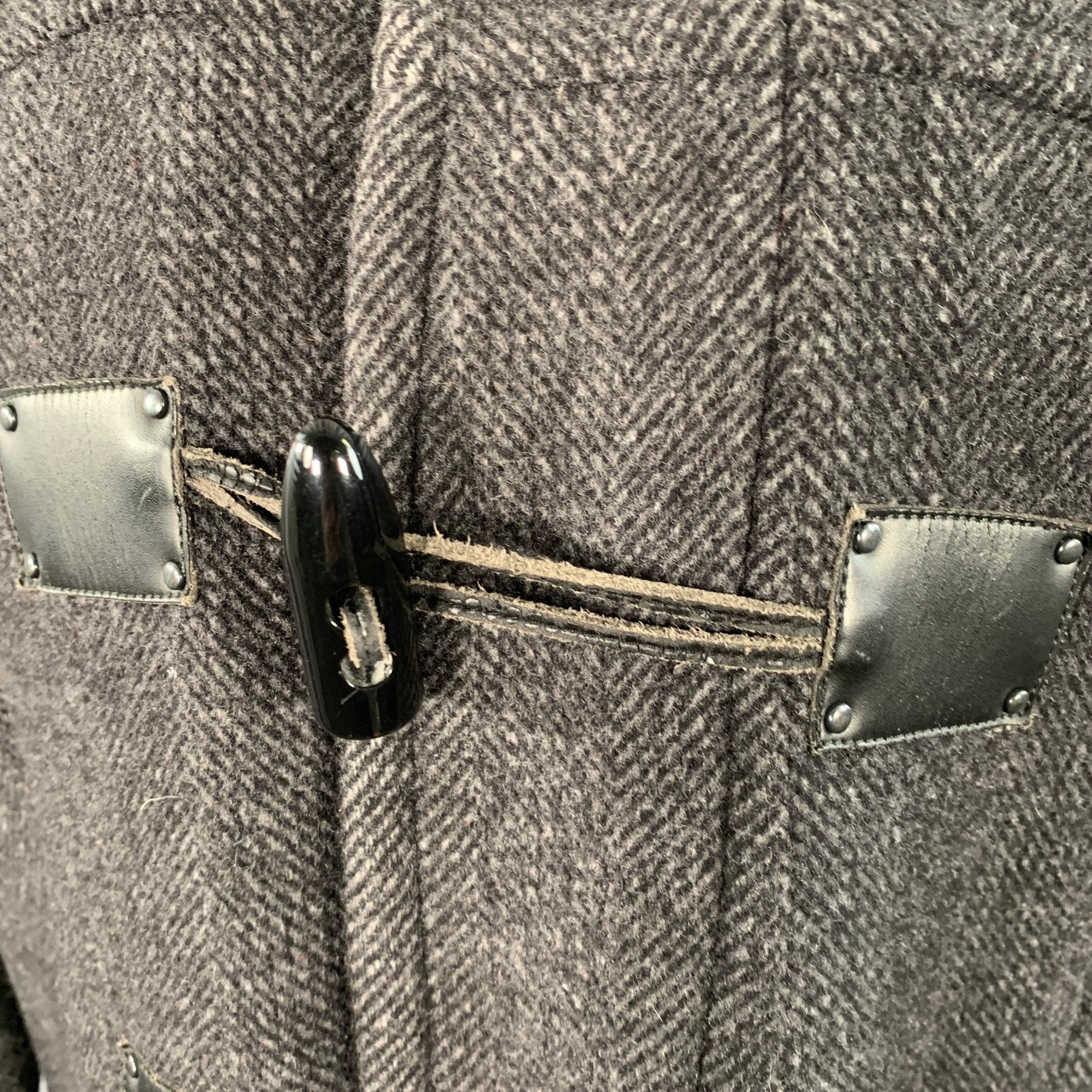 CALVIN KLEIN Talla S Abrigo con cierre basculante en espiga de carbón negro en venta 2