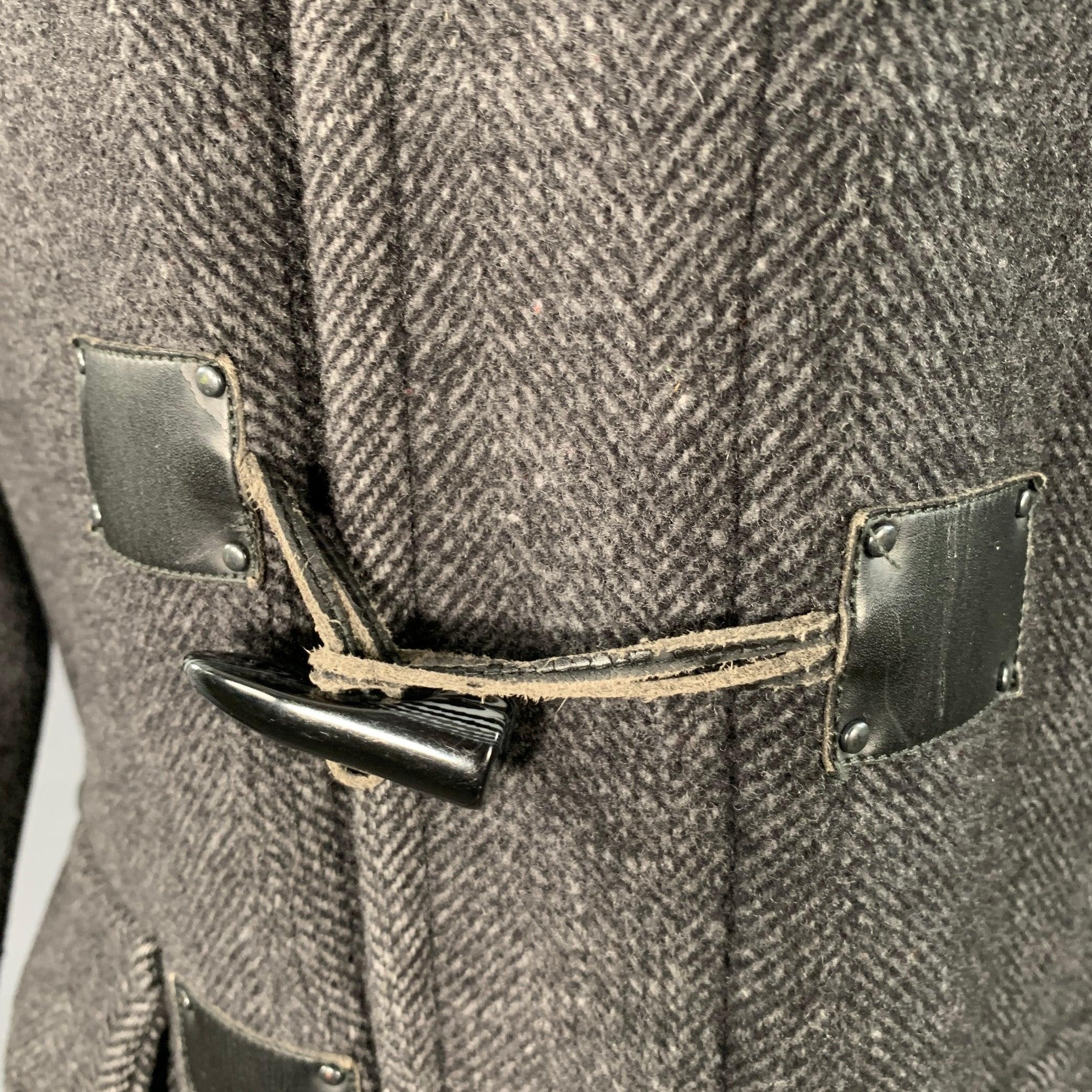 CALVIN KLEIN Talla S Abrigo con cierre basculante en espiga de carbón negro en venta 3