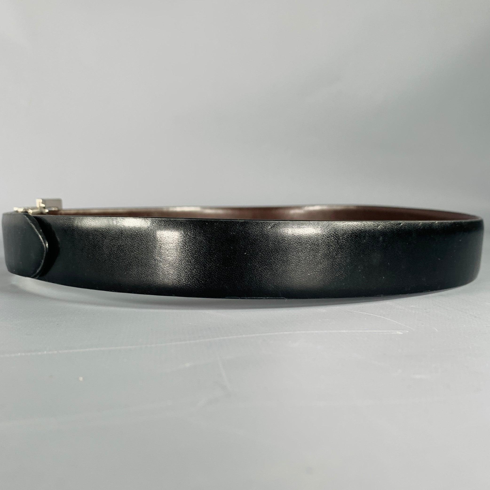 CALVIN KLEIN Size S Black Silver Leather Belt 1