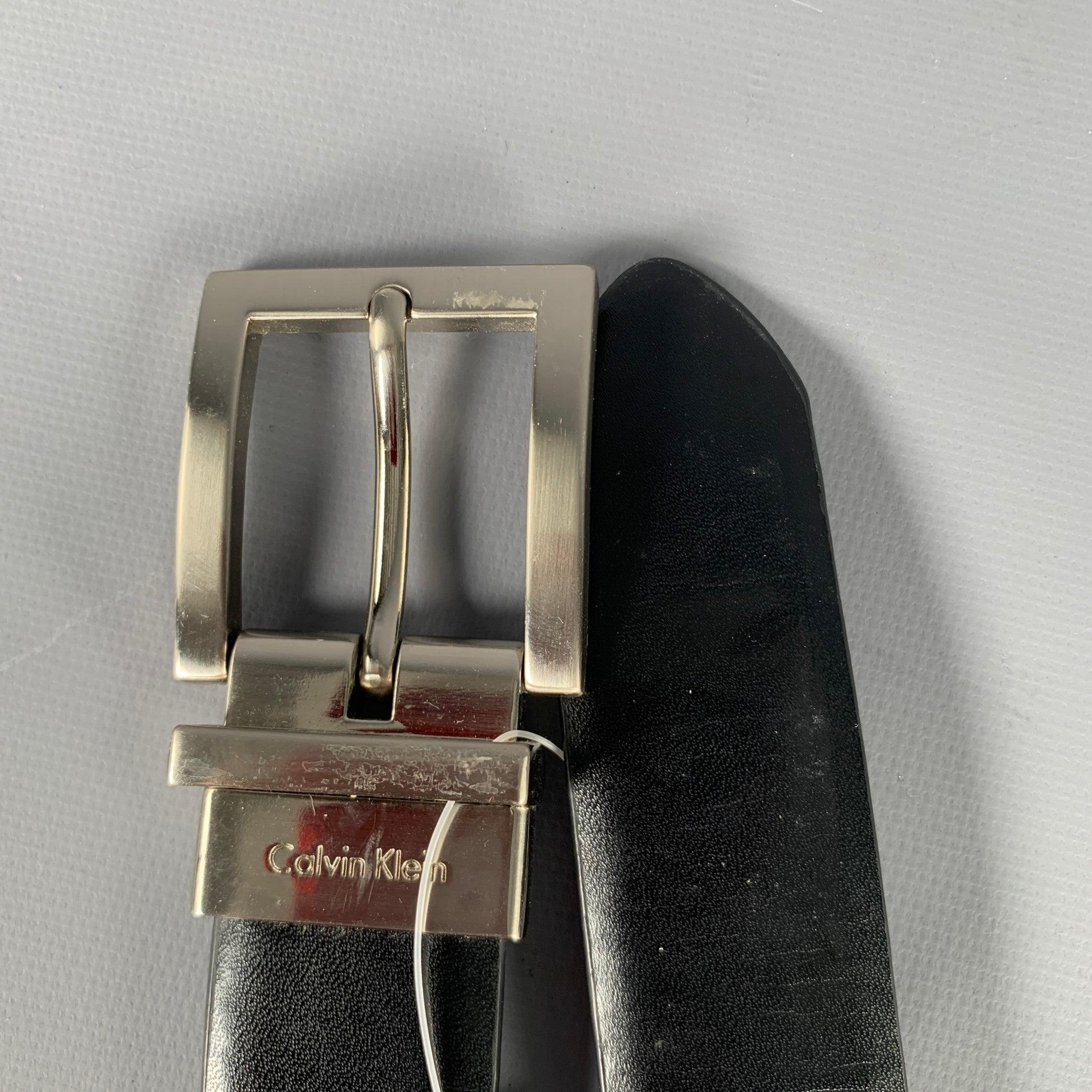 CALVIN KLEIN Size S Black Silver Leather Belt 4