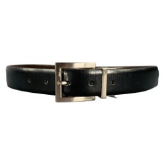 CALVIN KLEIN Größe S Schwarzer Silberner Ledergürtel