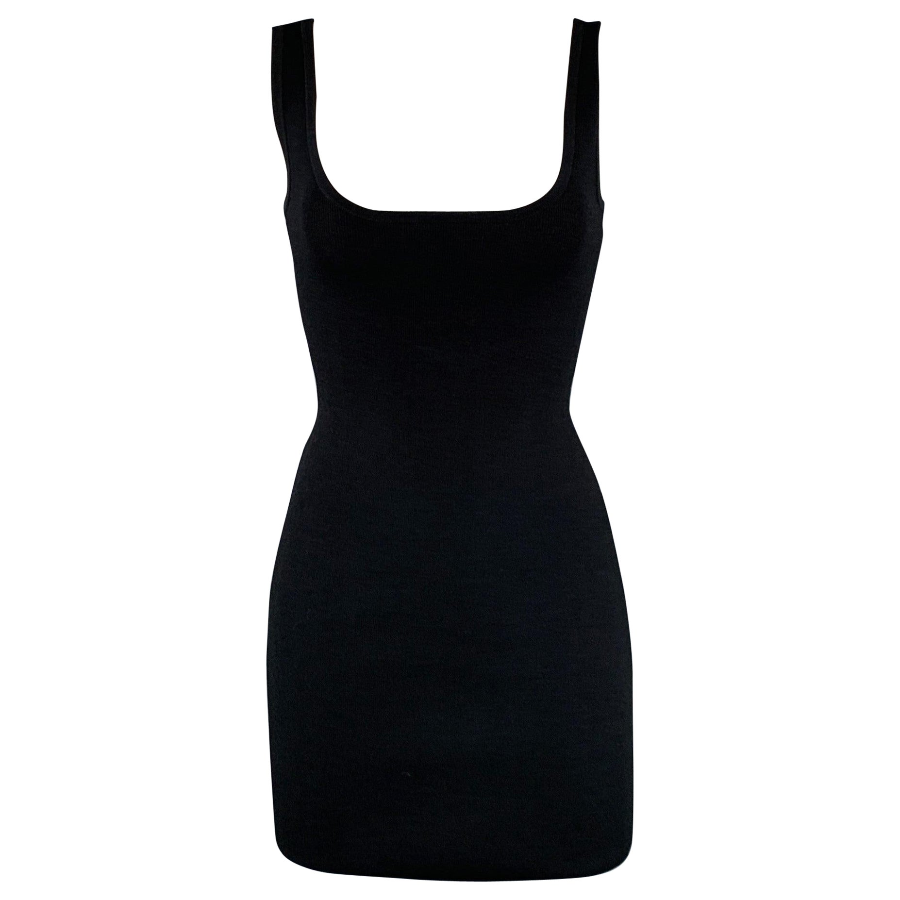 Calvin Klein Taglia XS Vestito a canottiera in jersey nero a coste