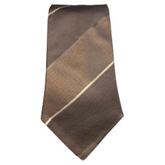 CALVIN KLEIN Taupe Stripe Silk Tie