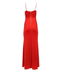 Calvin Klein V-Neck Long Gown in Red Polyester