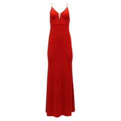 Calvin Klein V-Neck Long Gown in Red Polyester