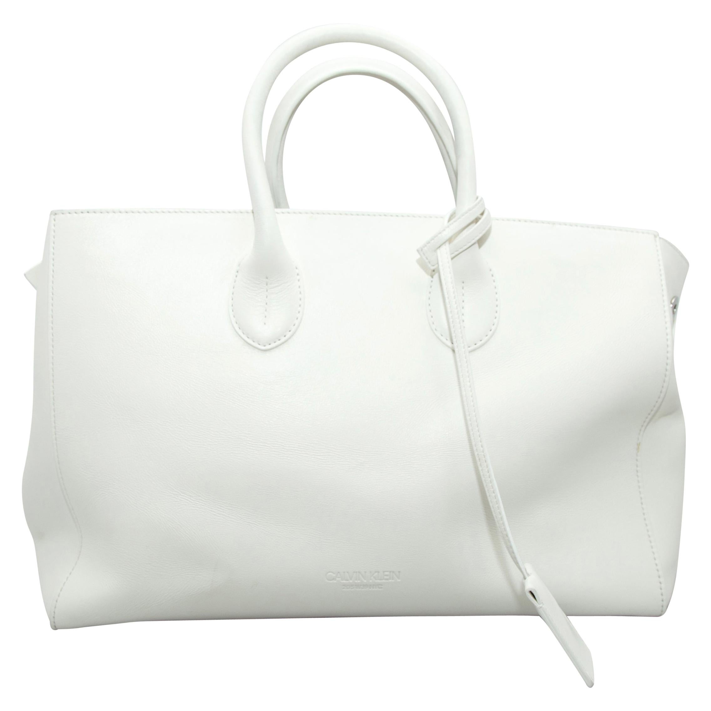 Calvin Klein White 205W39NYC Leather Tote Bag