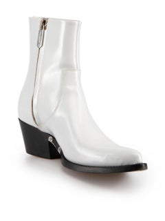 Calvin Klein White Patent Leather Cowboy Boots Size IT 40