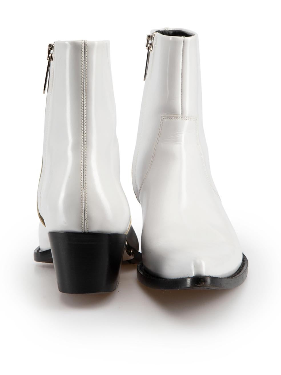 Calvin Klein White Patent Leather Cowboy Boots Size IT 40 In Good Condition In London, GB