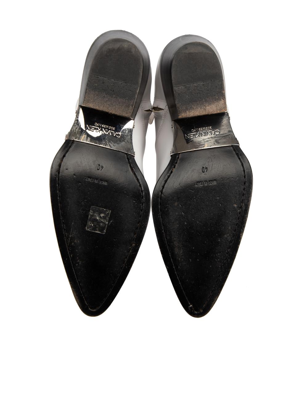 Women's Calvin Klein White Patent Leather Cowboy Boots Size IT 40