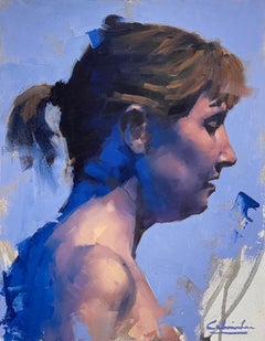 « A Candid moment », peinture à l'huile de Calvin Lai représentant un portrait de femme
