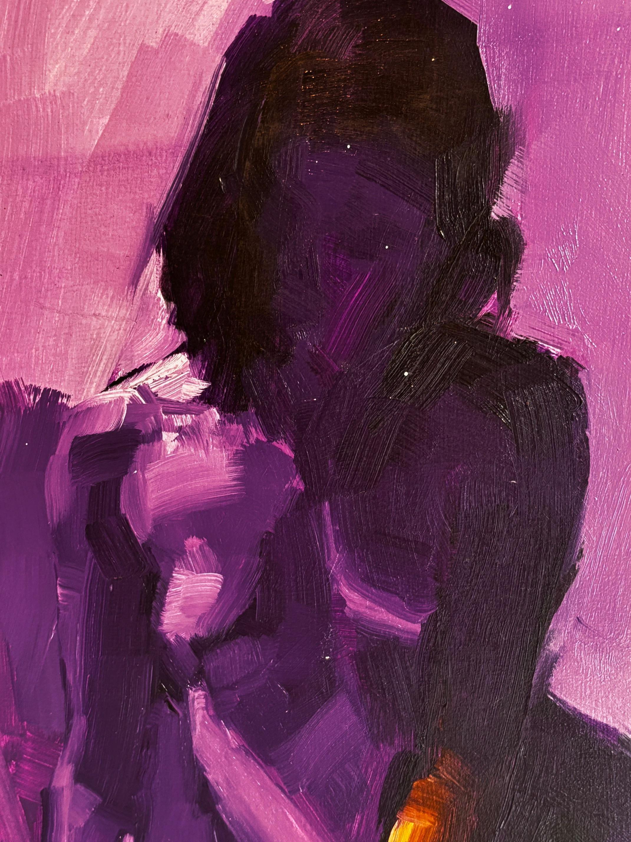 Chroma 38 - original figurativ abstrakt - weibliche form A - zeitgenössische kunst (Violett), Figurative Painting, von Calvin Lai
