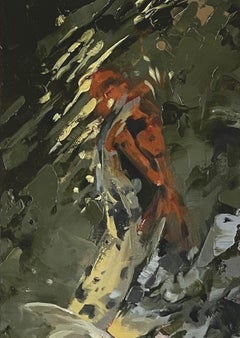 "Koi Social", (2023) Peinture à l'huile originale de Calvin Lai, Koi Fish
