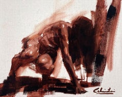 "Momentum", (2022) Original Oil Painting by Calvin Lai, Female Nude