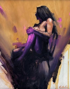 Peinture à l'huile « Opaque » de Calvin Lai représentant une figure féminine