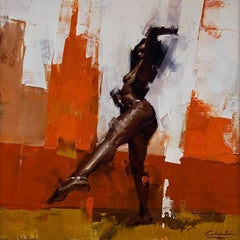 "Tipping the Scale", (2022) Original Oil Painting by Calvin Lai, Female Nude