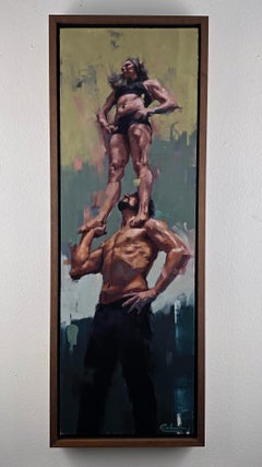 „Trust“ (2022) Ölgemälde von Calvin Lai mit zwei Akrobaten