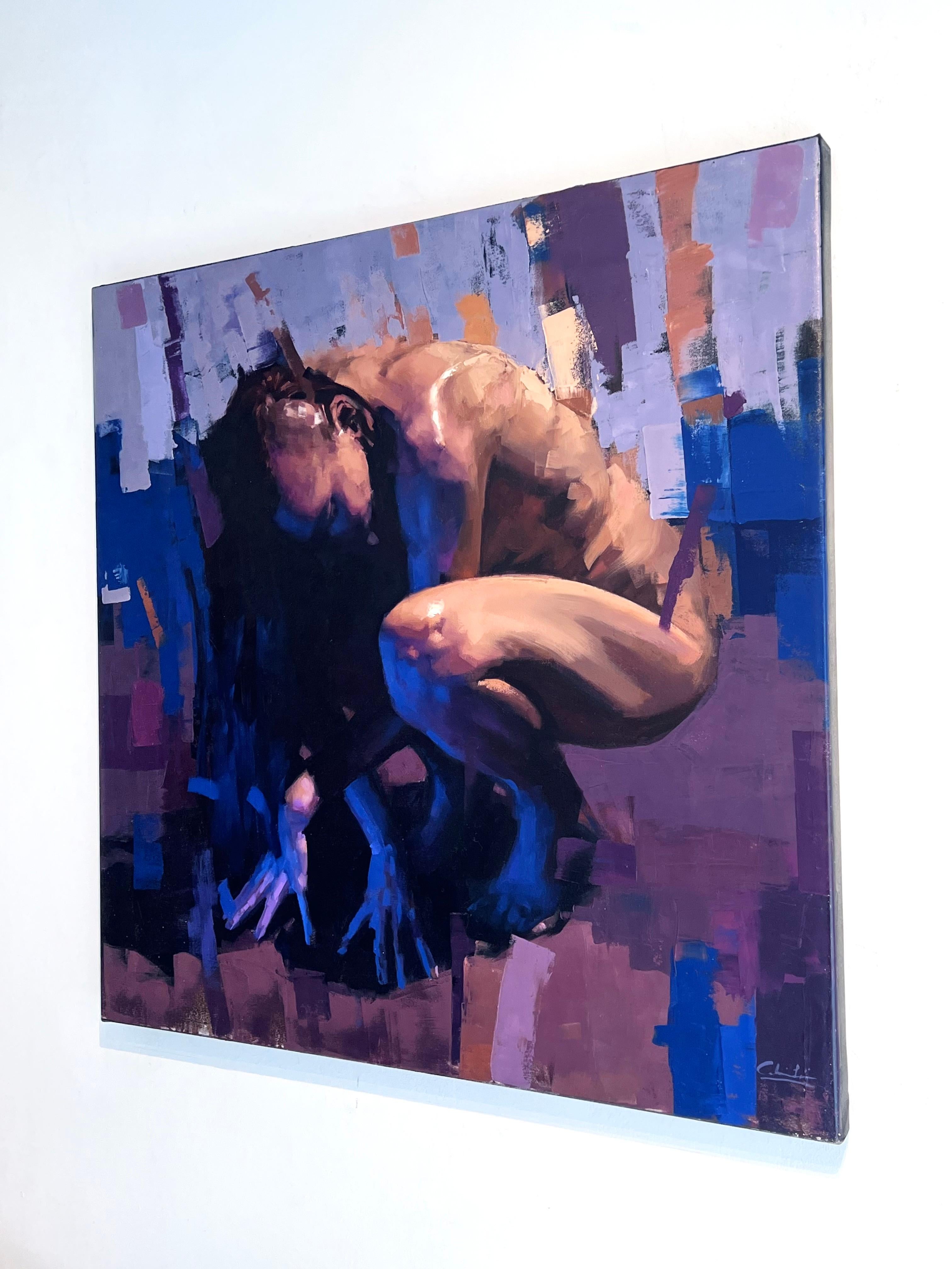 Within Without - original figurative abstract - female form - contemporary art - Painting de Calvin Lai