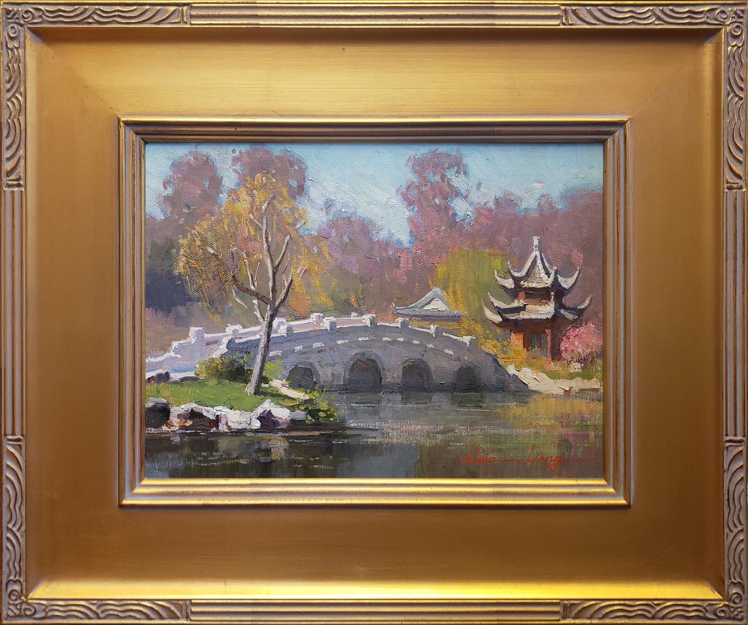 Calvin Liang Landscape Painting - Chinese Garden, Huntington Library