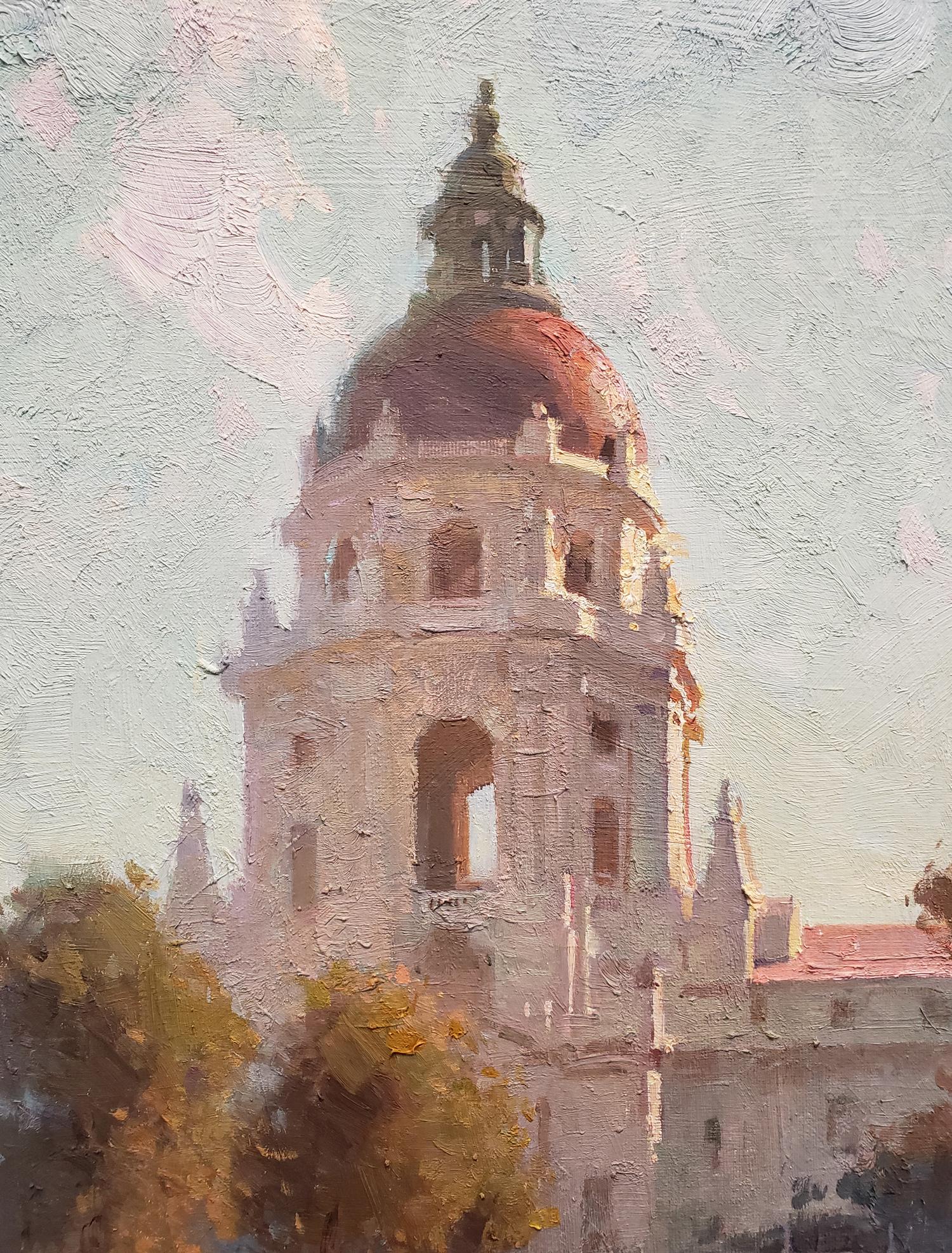 Pasadena City Hall - Realist Painting by Calvin Liang