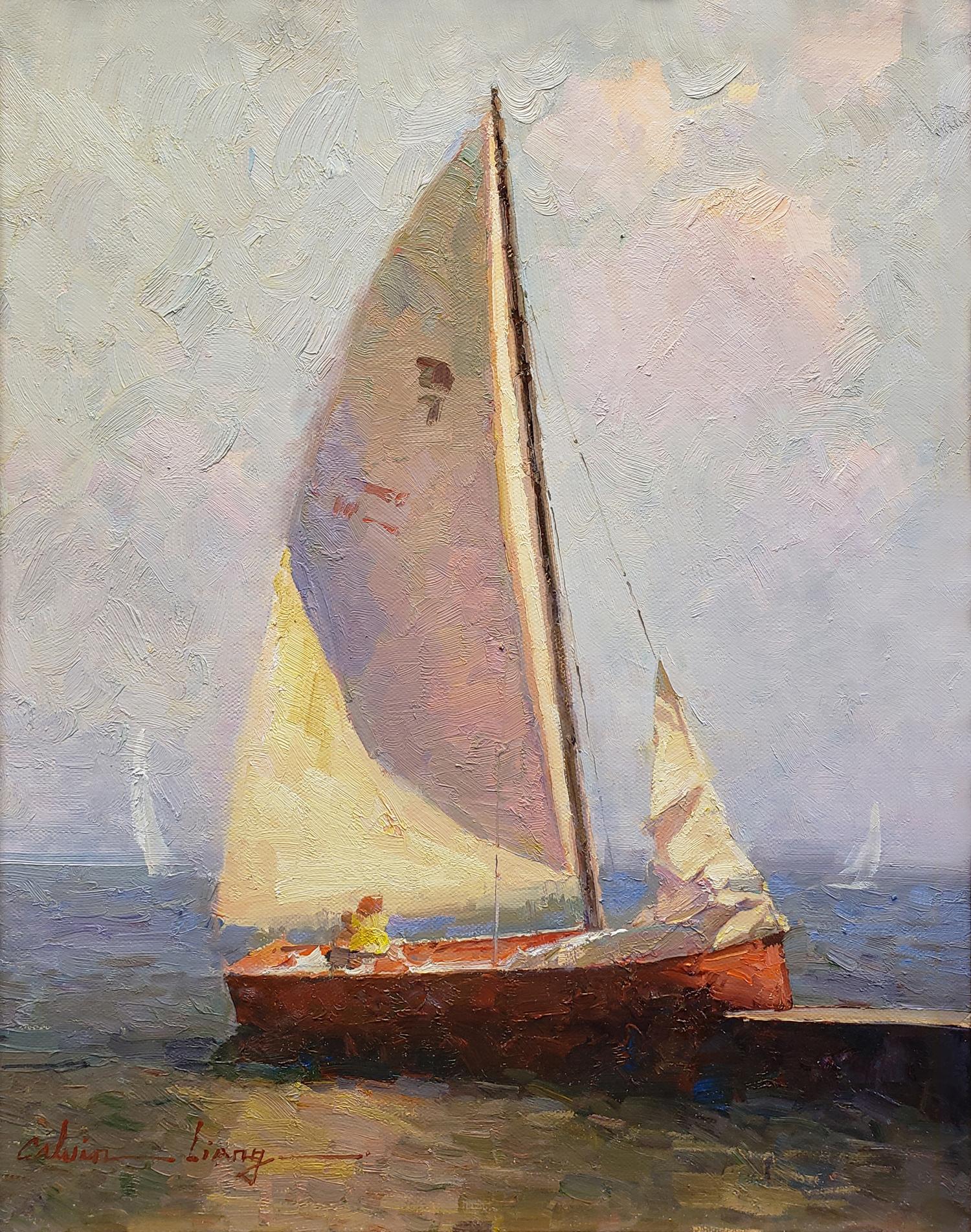 Segelboot (Realismus), Painting, von Calvin Liang