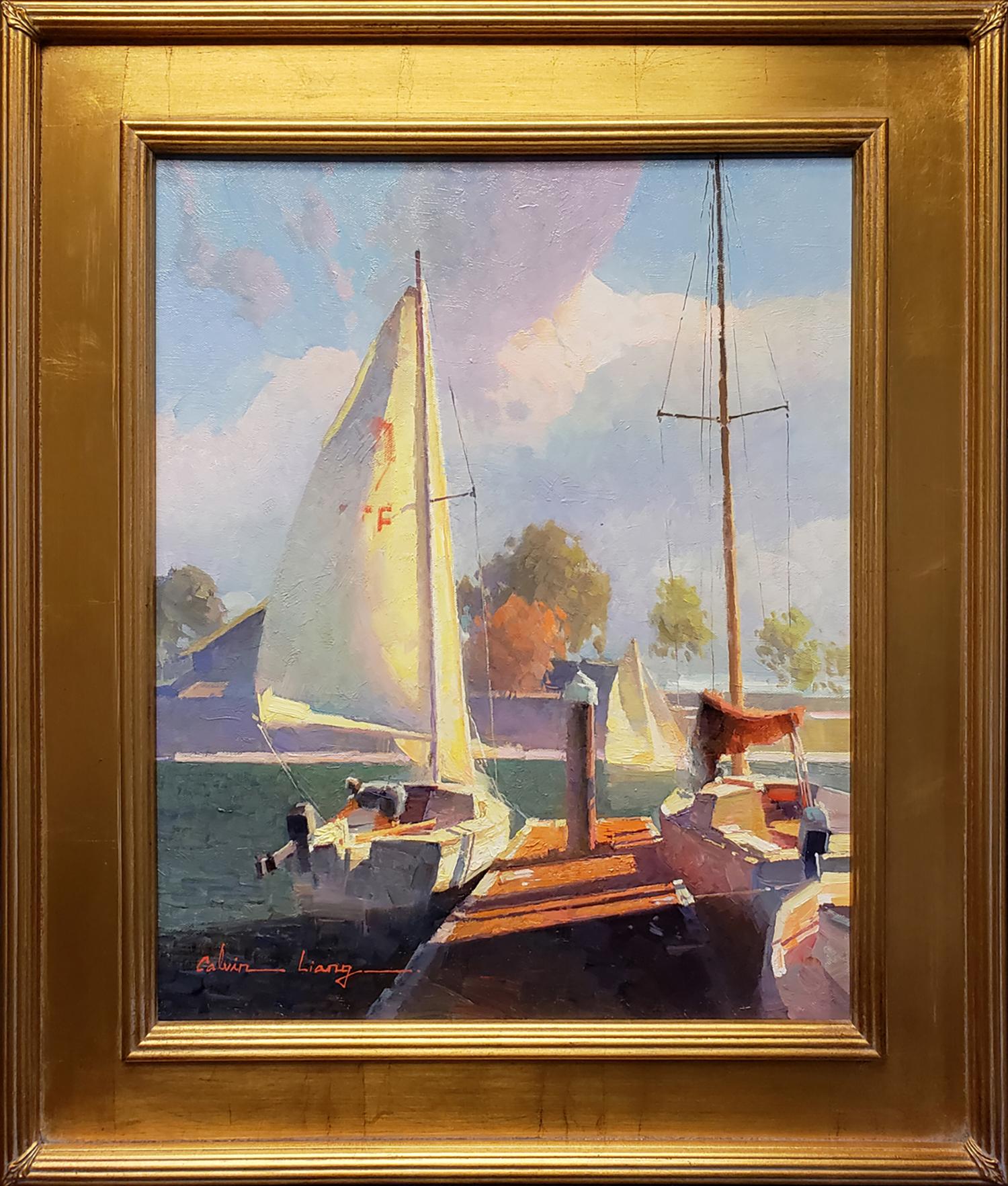 Segelboote in Dana Point – Painting von Calvin Liang