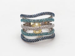 Caly Sol 14K White Gold Ring with Citrine Topaz and Diamonds, SĀMAÁ