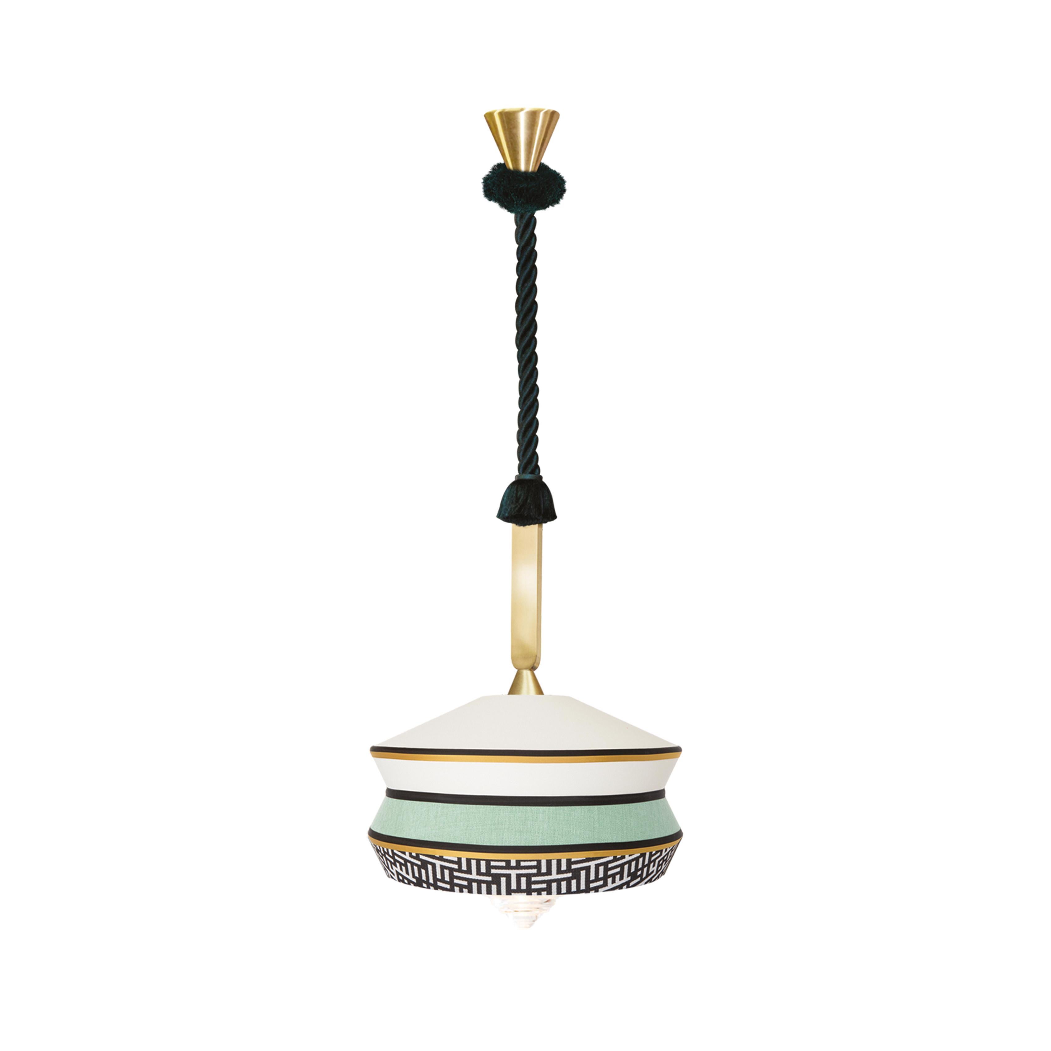 Calypso Antigua Outdoor Suspension Lamp in Satin Brass Structure For Sale