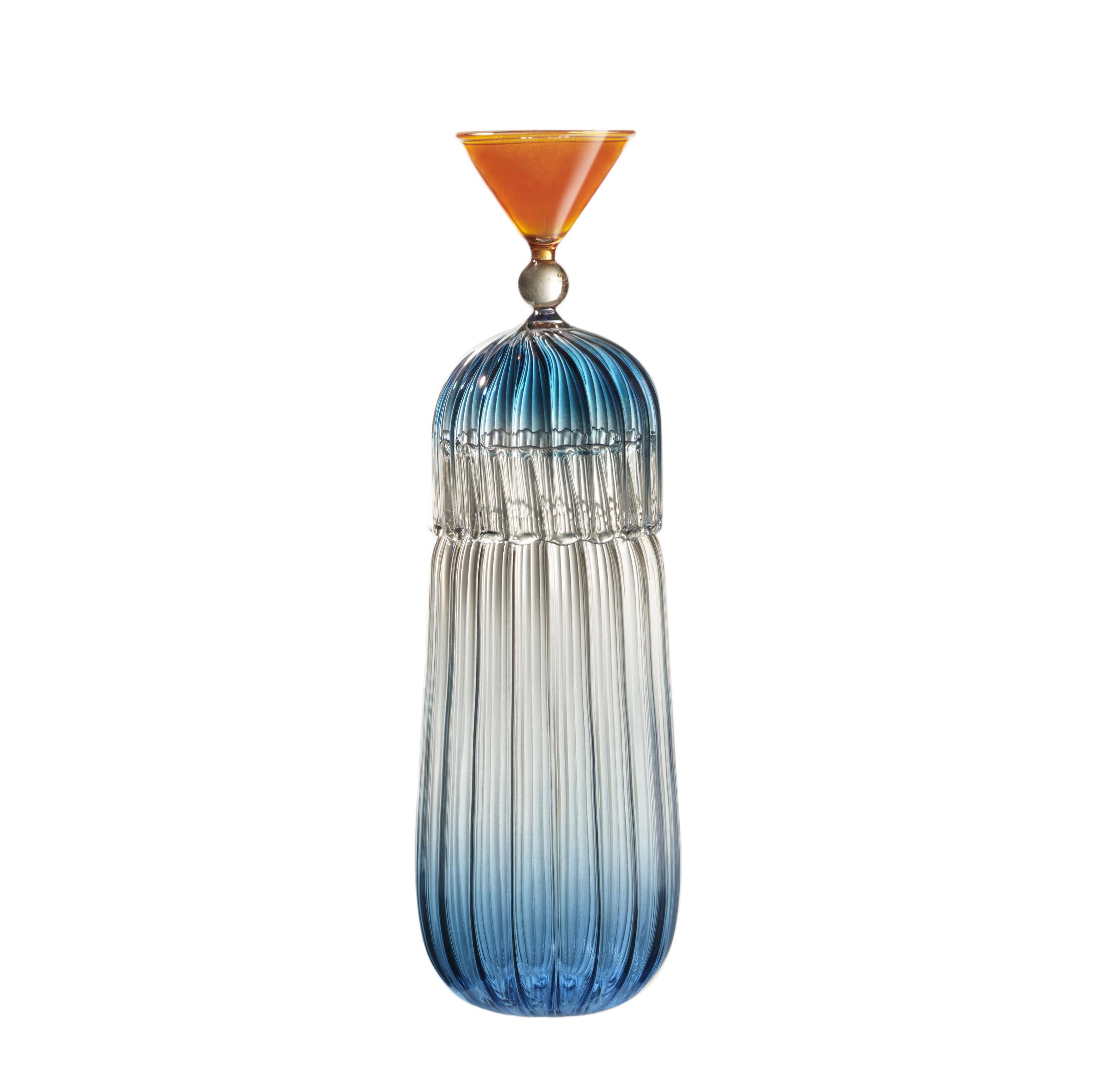 Calypso Bottle + Blue Glass In New Condition For Sale In Milano, MI