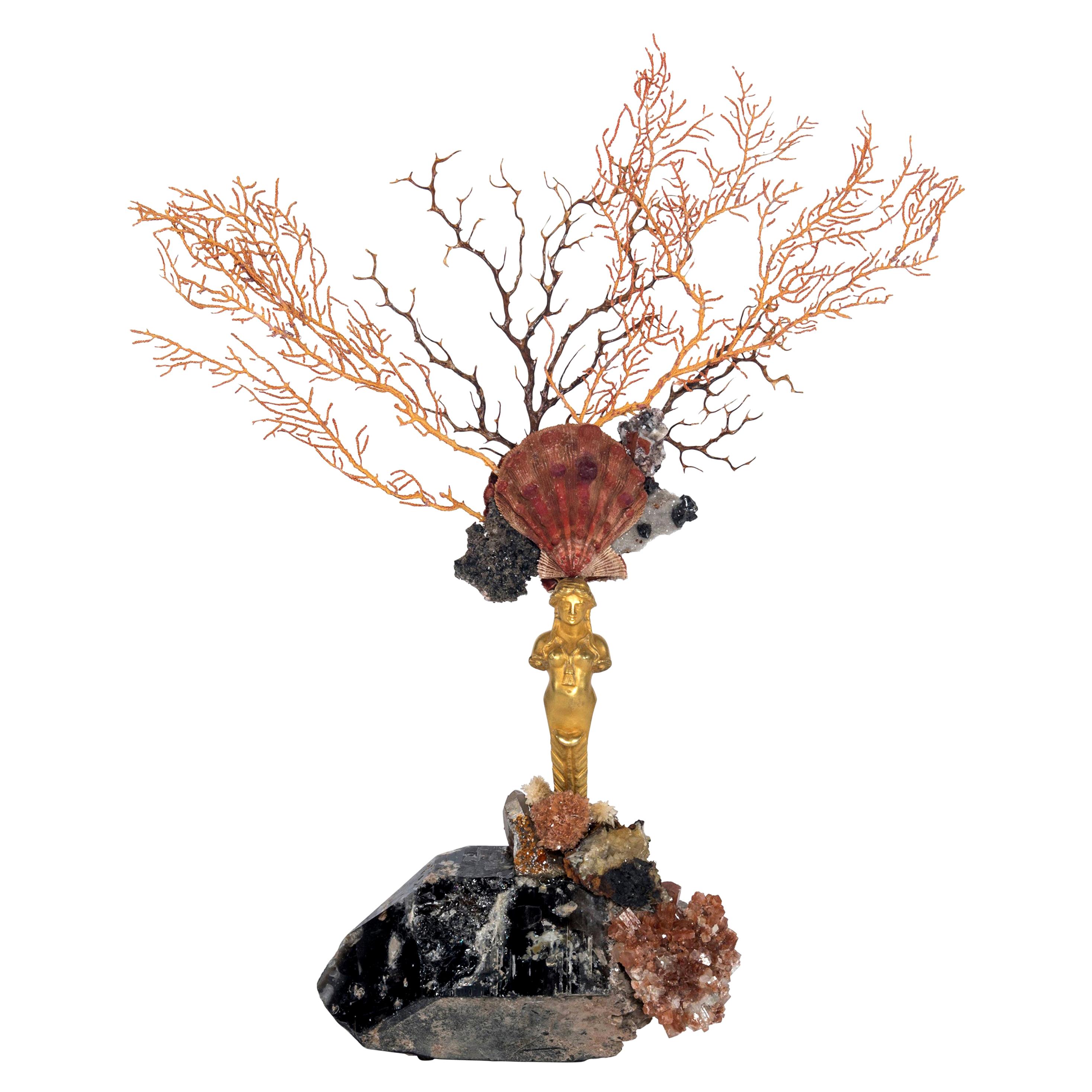 Calypso Coral Sea Fan Quartz Caryatid Sculpture